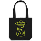 Alien Abduction - Canvas Tote Bag Black One Size Tote Bag Printed In Australia Sci Fi