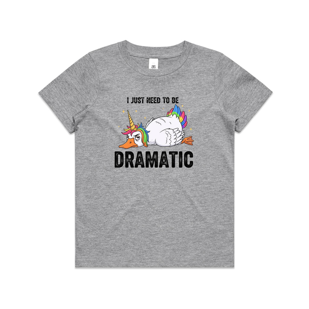 Dramatic Unicorn Goose Kid's AS Colour T-shirt Grey Marle Kids Youth T-shirt animal Printed In Australia