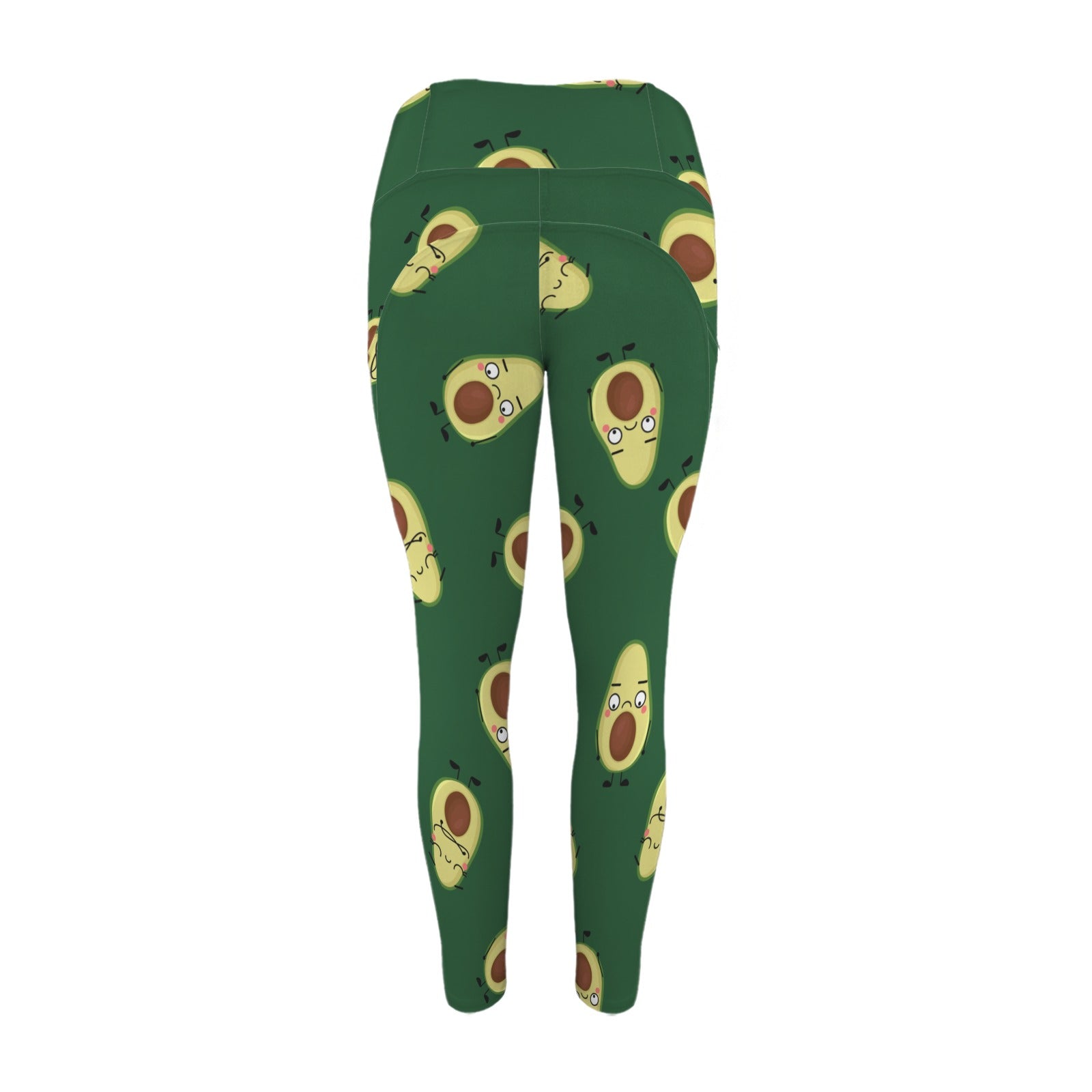 Avocado Characters - Women's High Waist Pockets Yoga Leggings