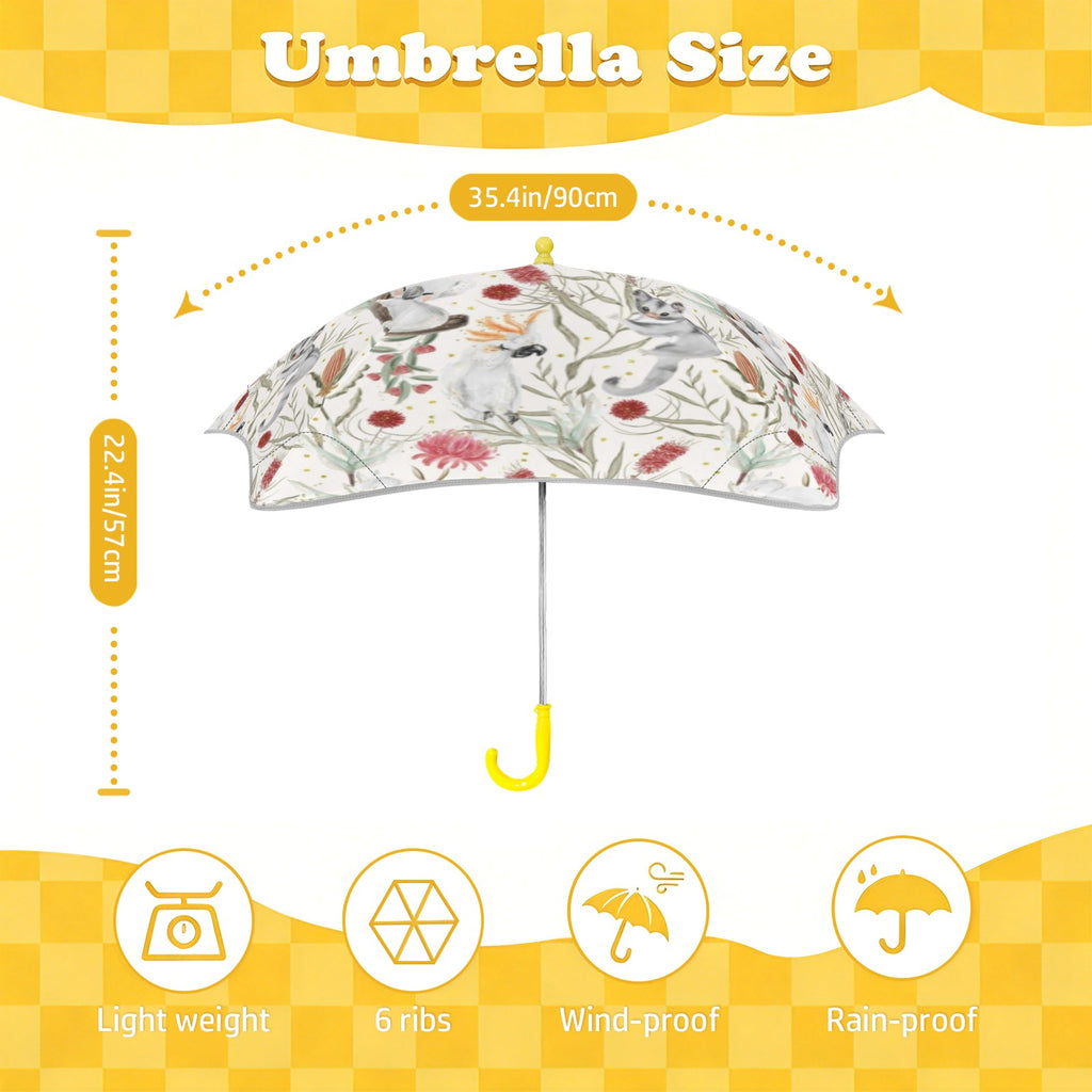 Australian Plants And Animals Kids Safe Round Corner Umbrella Kids Safe Round Corner Umbrella animal Plants Printed Offshore