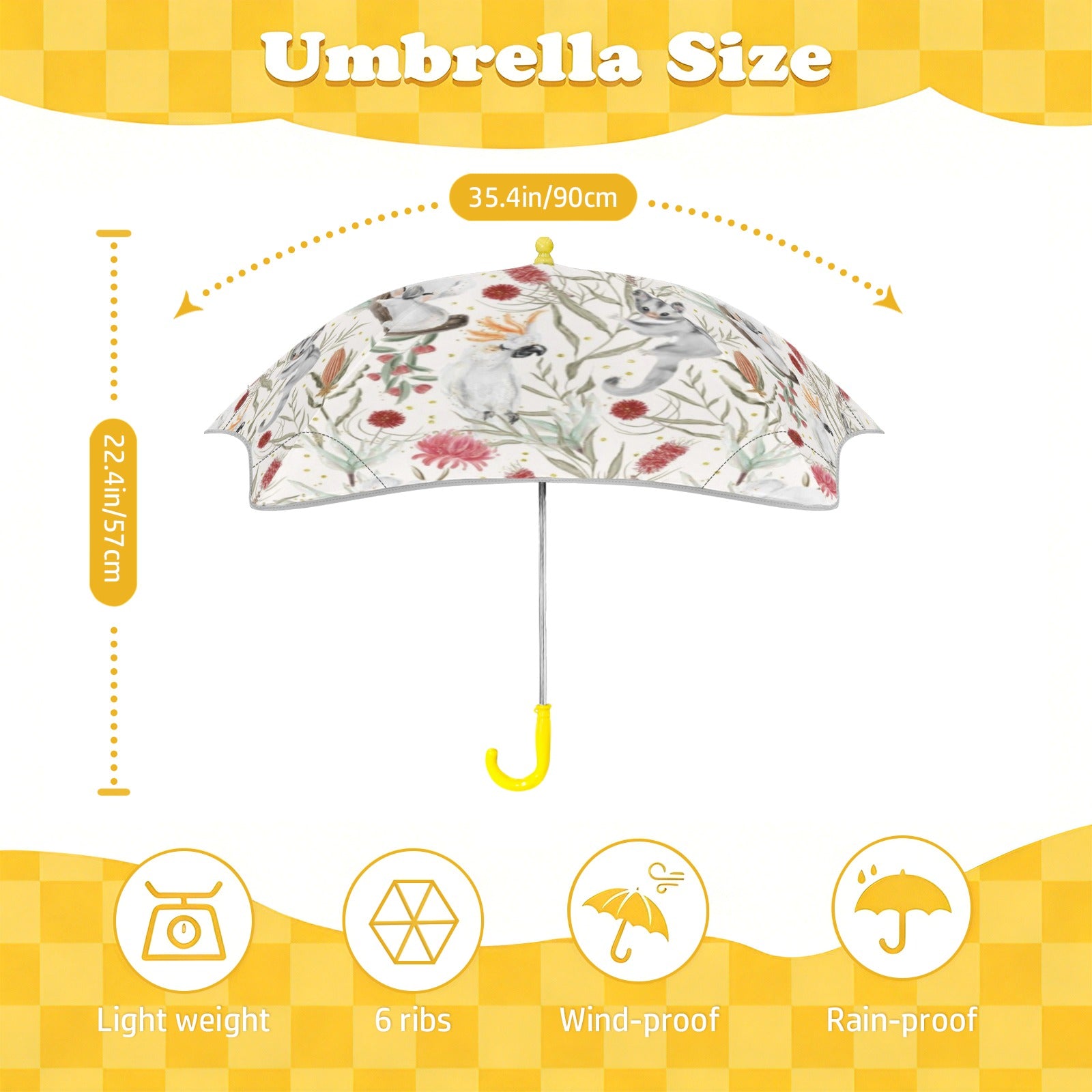 Australian Plants And Animals Kids Safe Round Corner Umbrella Kids Safe Round Corner Umbrella animal Plants Printed Offshore