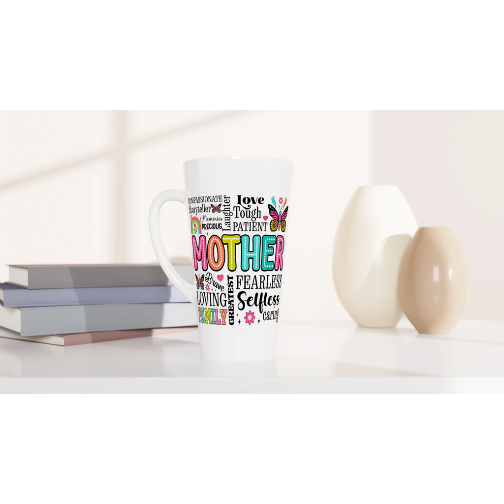 Mother Word Cloud - White Latte 17oz Ceramic Mug Latte Mug Globally Fulfilled Mum