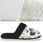 Rock Music Men's Fur Trim Thick-Sole Indoor Slippers Men's Fur Trimmed Slippers Music Printed Offshore