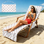 Red Lightning Beach Chair Towel Cover with Side Pockets