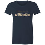 Scrabbling For Points - Womens T-shirt Navy Womens T-shirt Games Printed In Australia