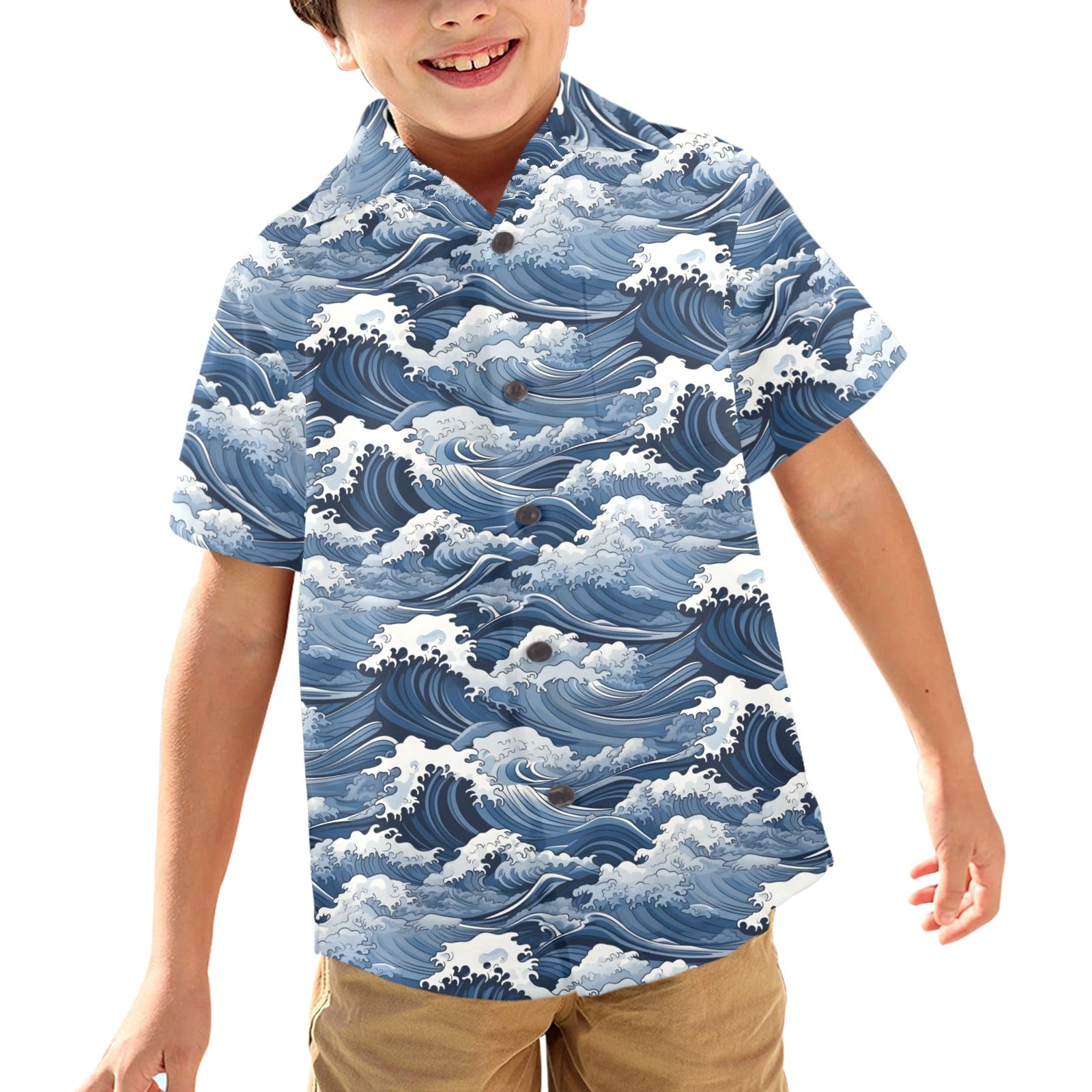 Japanese Waves Junior Kids Hawaiian Shirt