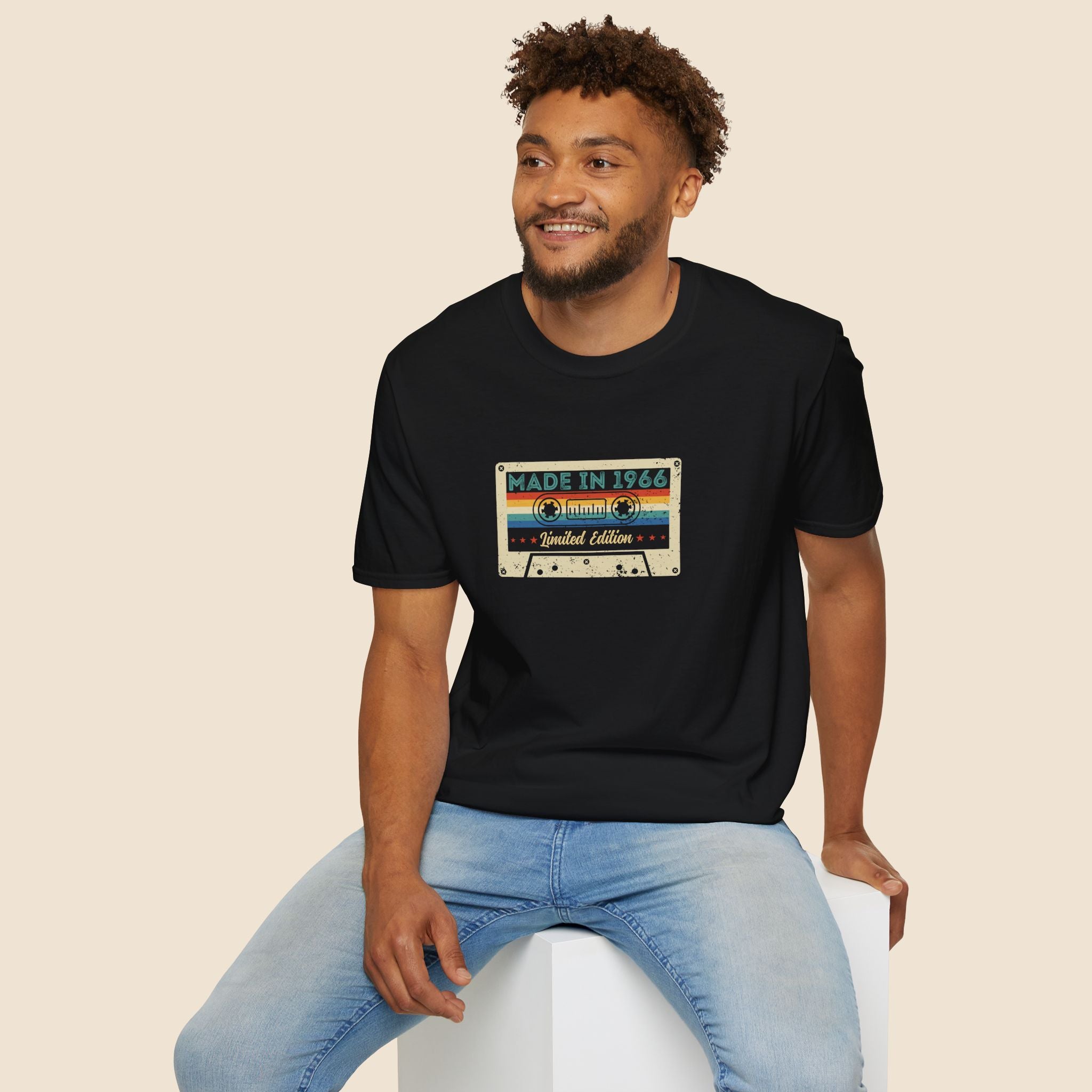 60th Birthday Made in 1966 Cassette Tape Unisex T-Shirt Unisex Adult T-shirt Birthday Globally Fulfilled