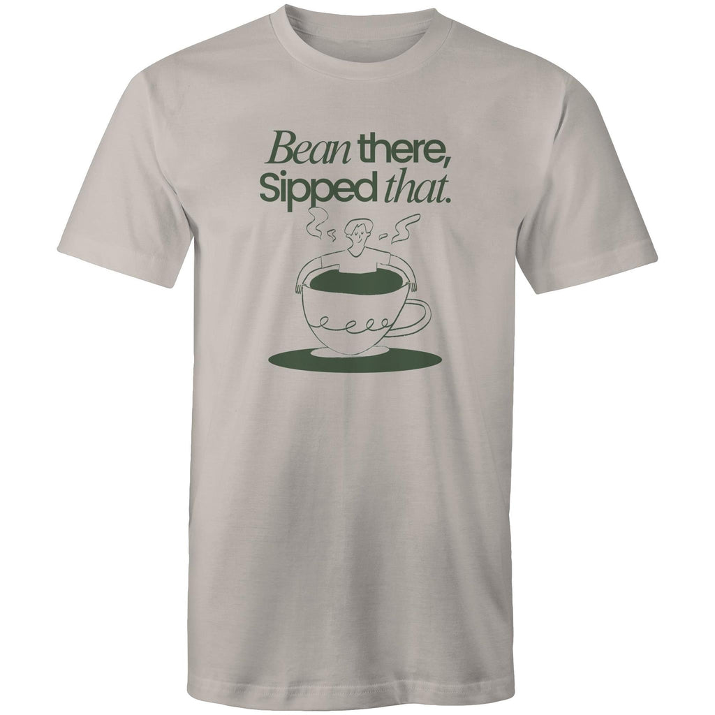 Bean There, Sipped That, Coffee - Mens T-Shirt Light Grey Mens T-shirt Coffee Printed In Australia