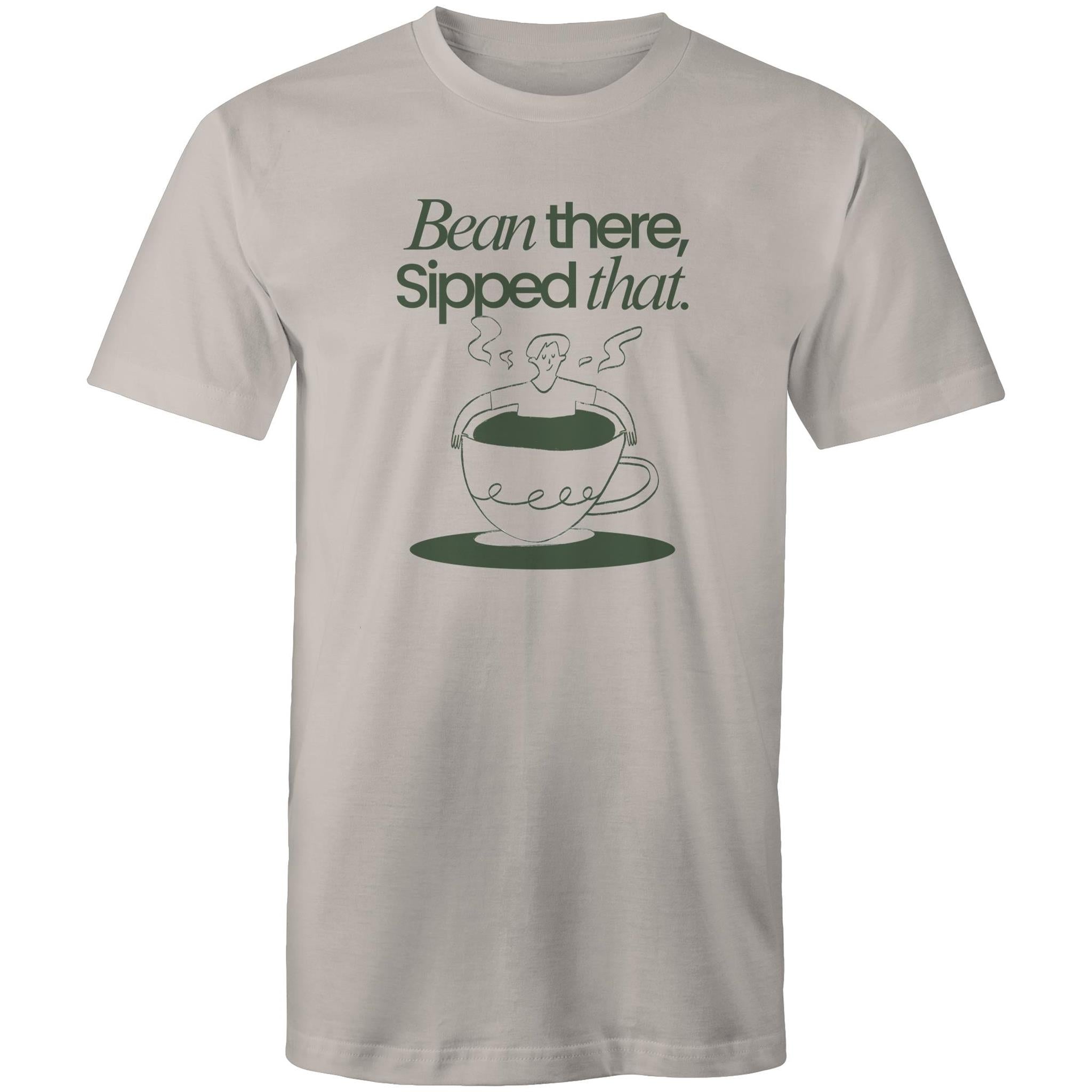 Bean There, Sipped That, Coffee - Mens T-Shirt Light Grey Mens T-shirt Coffee Printed In Australia