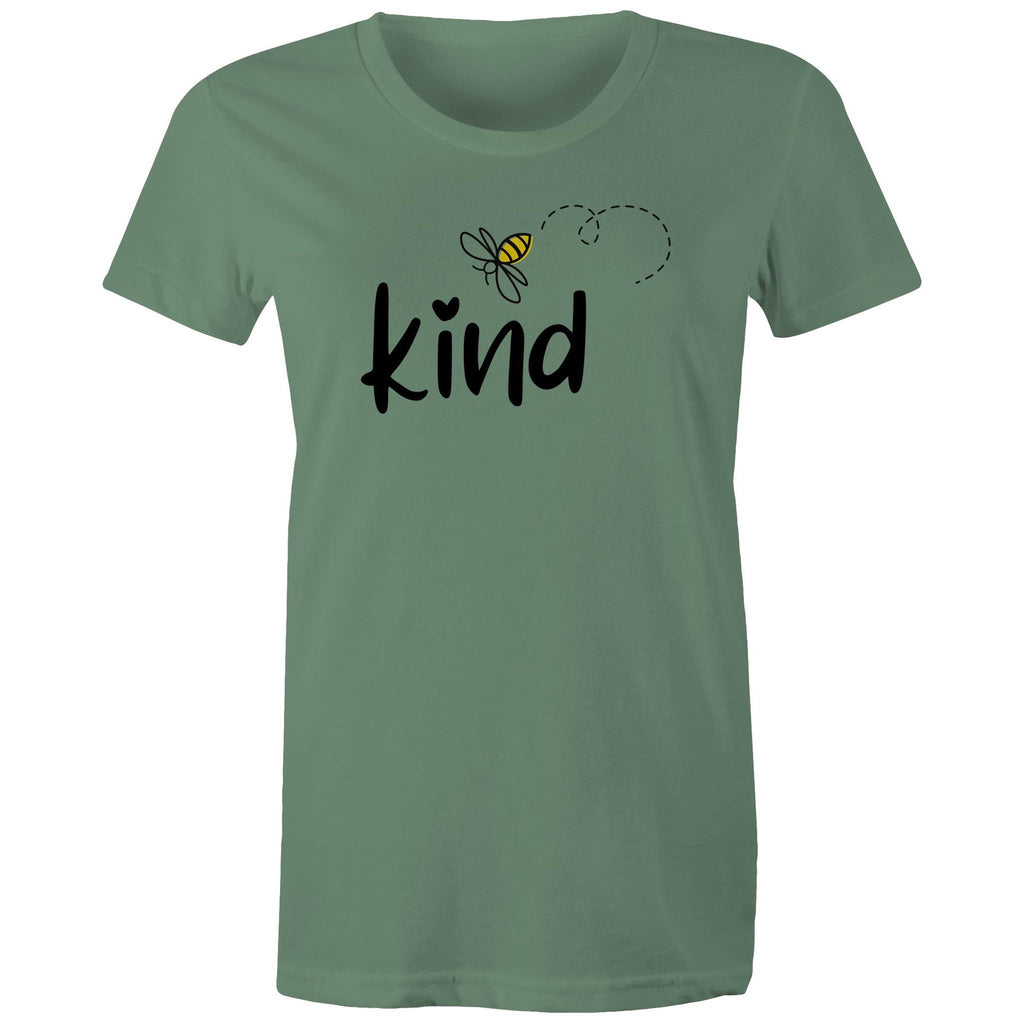 Bee Kind - Womens T-shirt Sage Womens T-shirt Kindness Printed In Australia