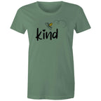 Bee Kind - Womens T-shirt Sage Womens T-shirt Kindness Printed In Australia