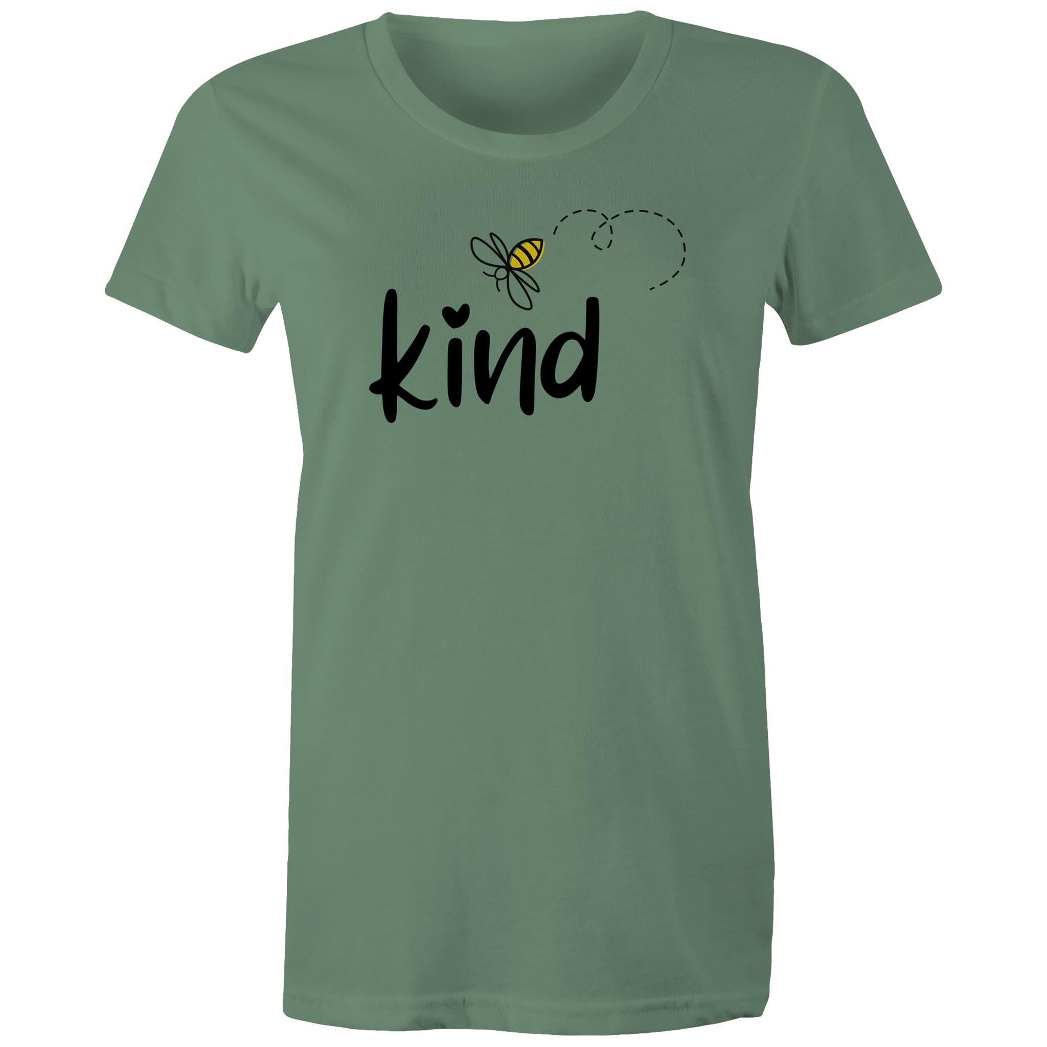 Bee Kind - Womens T-shirt Sage Womens T-shirt Kindness Printed In Australia
