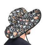 Eyes On Black Wide Brim Bucket Hat Wide Brim Bucket Hat Printed Offshore