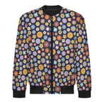 Groovy Flowers Men's Casual Zip‑Up Bomber Jacket