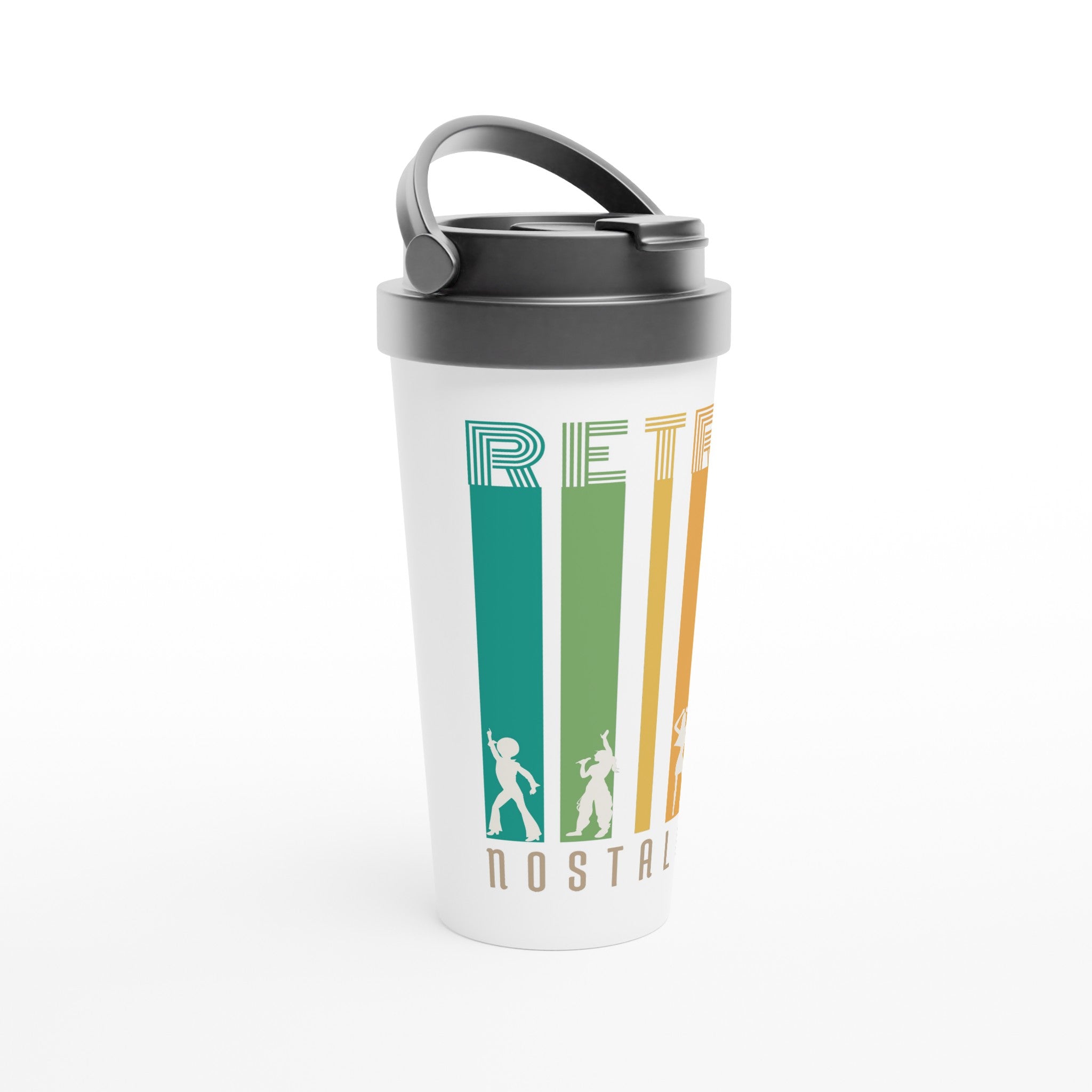 Retro Nostalgia - White 15oz Stainless Steel Travel Mug Travel Mug Globally Fulfilled Retro