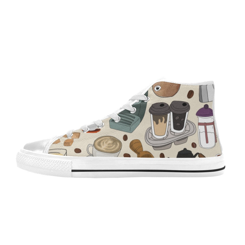 All The Coffee - Men's High Top Canvas Shoes