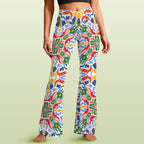 Bright Burst High Waist Crossover Tummy Control Flare Leggings 5XL High Waist Flare Leggings Printed Offshore