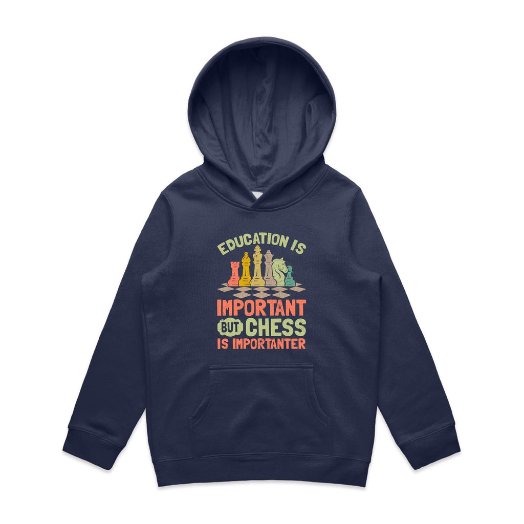 Chess And Education - Kids Hoodie Midnight Blue Kids Hoodie Chess Games Printed In Australia