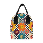 Happy Retro Flowers - Zipper Lunch Bag One Size Zipper Lunch Bag Printed Offshore