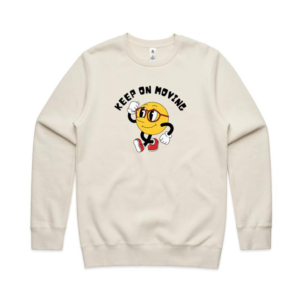 Keep On Moving - AS Colour Stencil Crew Ecru Sweatshirt Printed In Australia