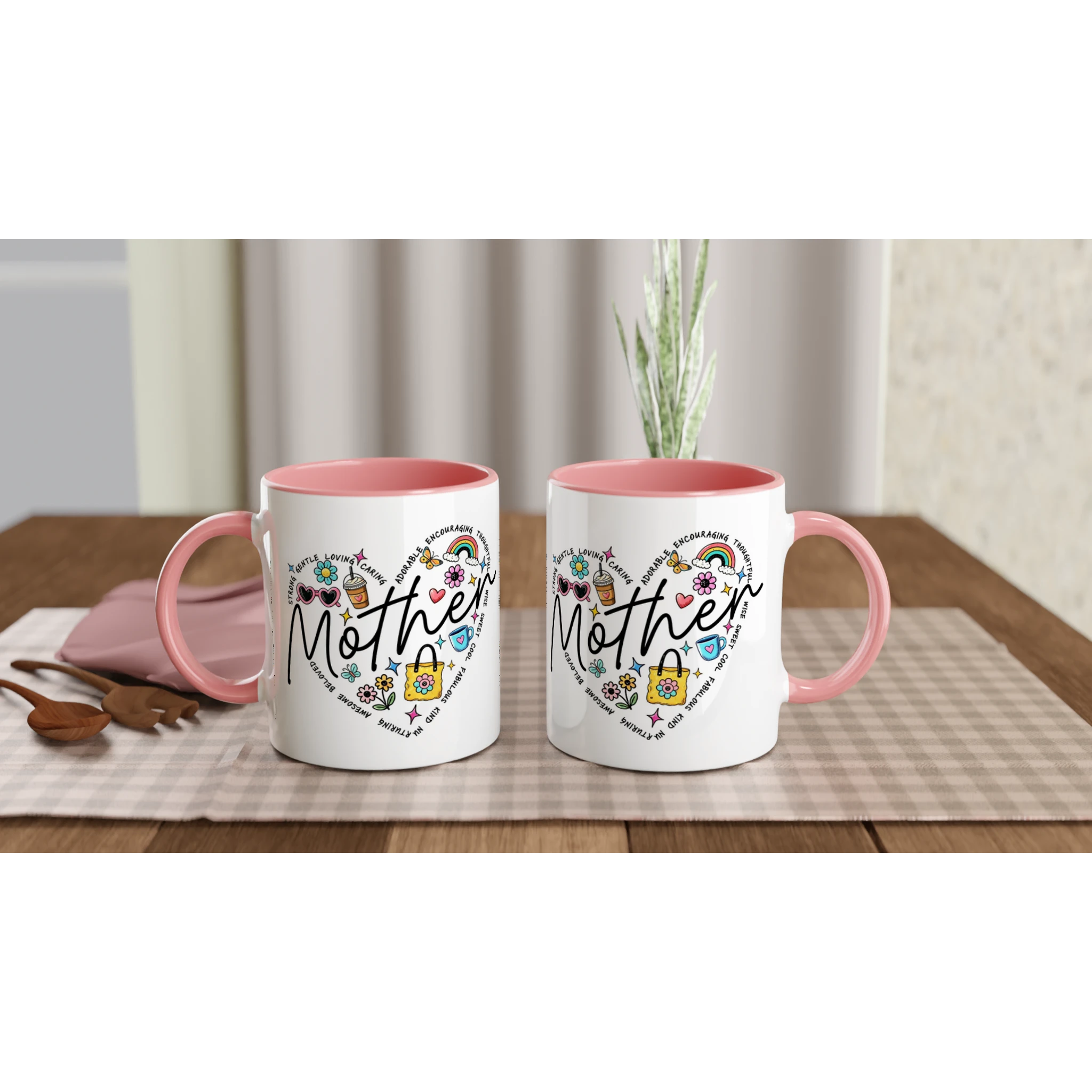 Personalised - Mother Heart Mug - 11oz Ceramic Mug Personalised 11oz Mug customise Globally Fulfilled Mum personalise