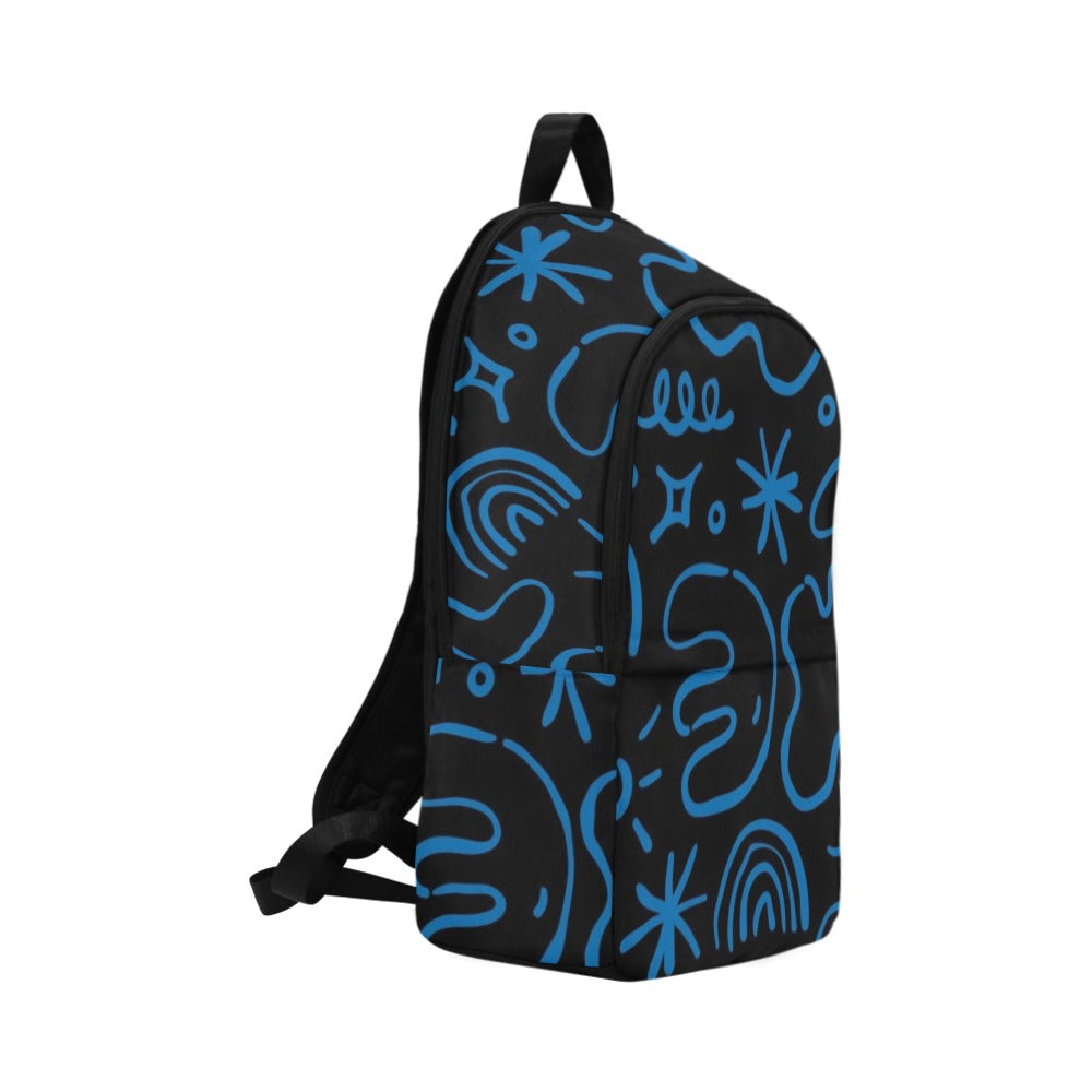 Blue Squiggle - Fabric Backpack