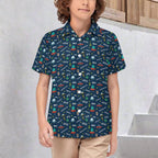 Aliens And UFO's Kids Youth Short Sleeve Button Up Shirt