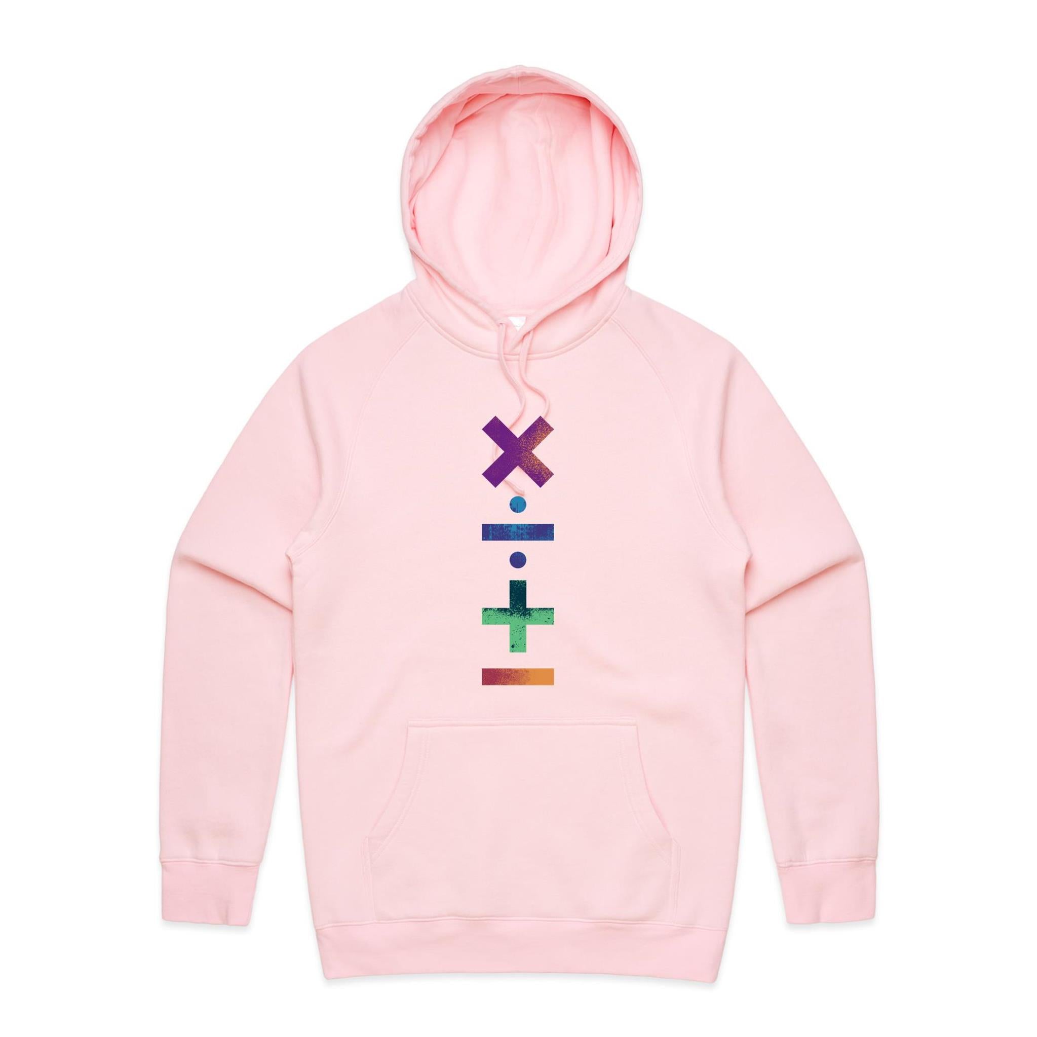 Math Symbols - Mens Hoodie Pink Mens Hoodie Maths Printed In Australia