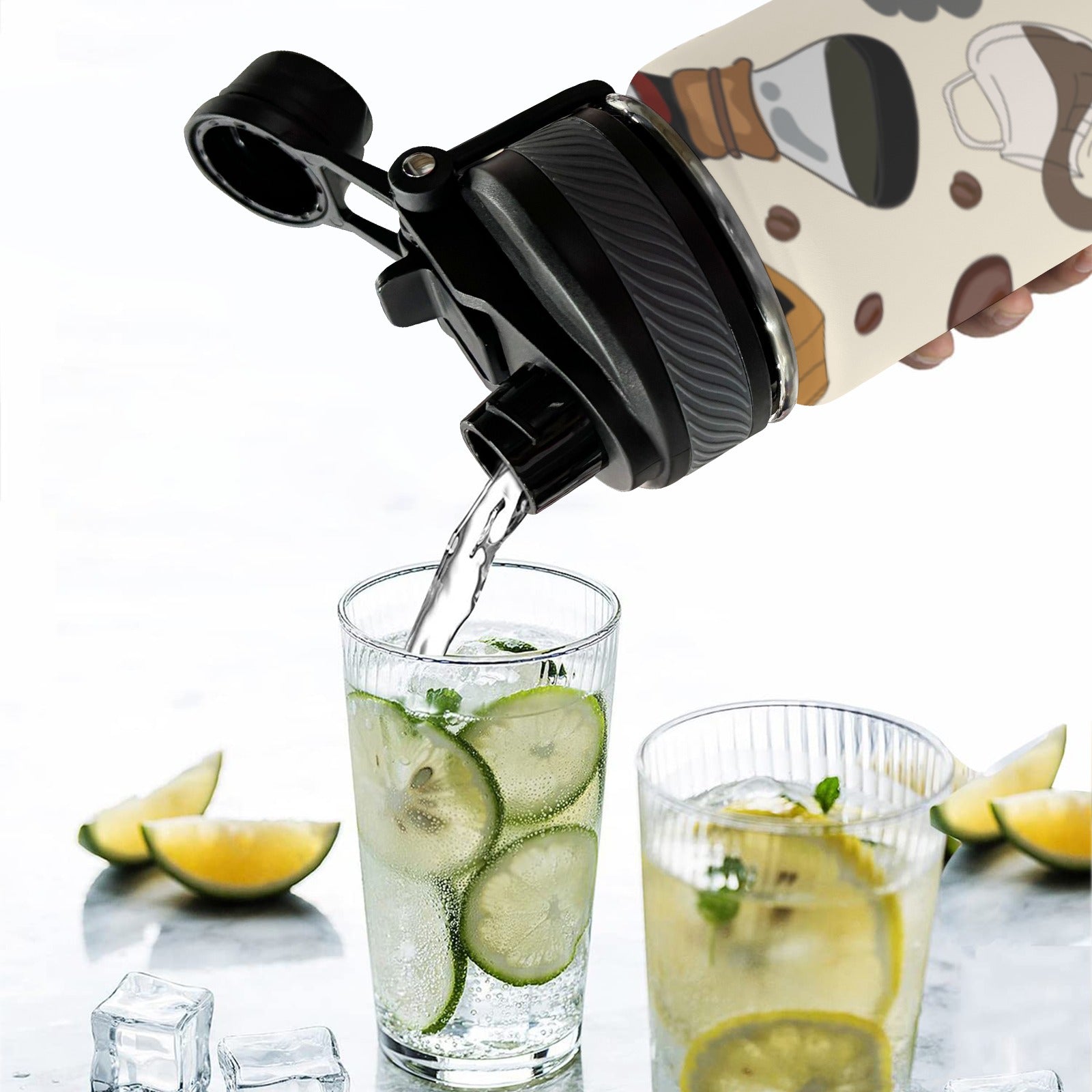 All The Coffee - Insulated Water Bottle with Dual-Use Lid (18oz) Insulated Water Bottle with Dual-Use Lid (18oz) Coffee Printed Offshore