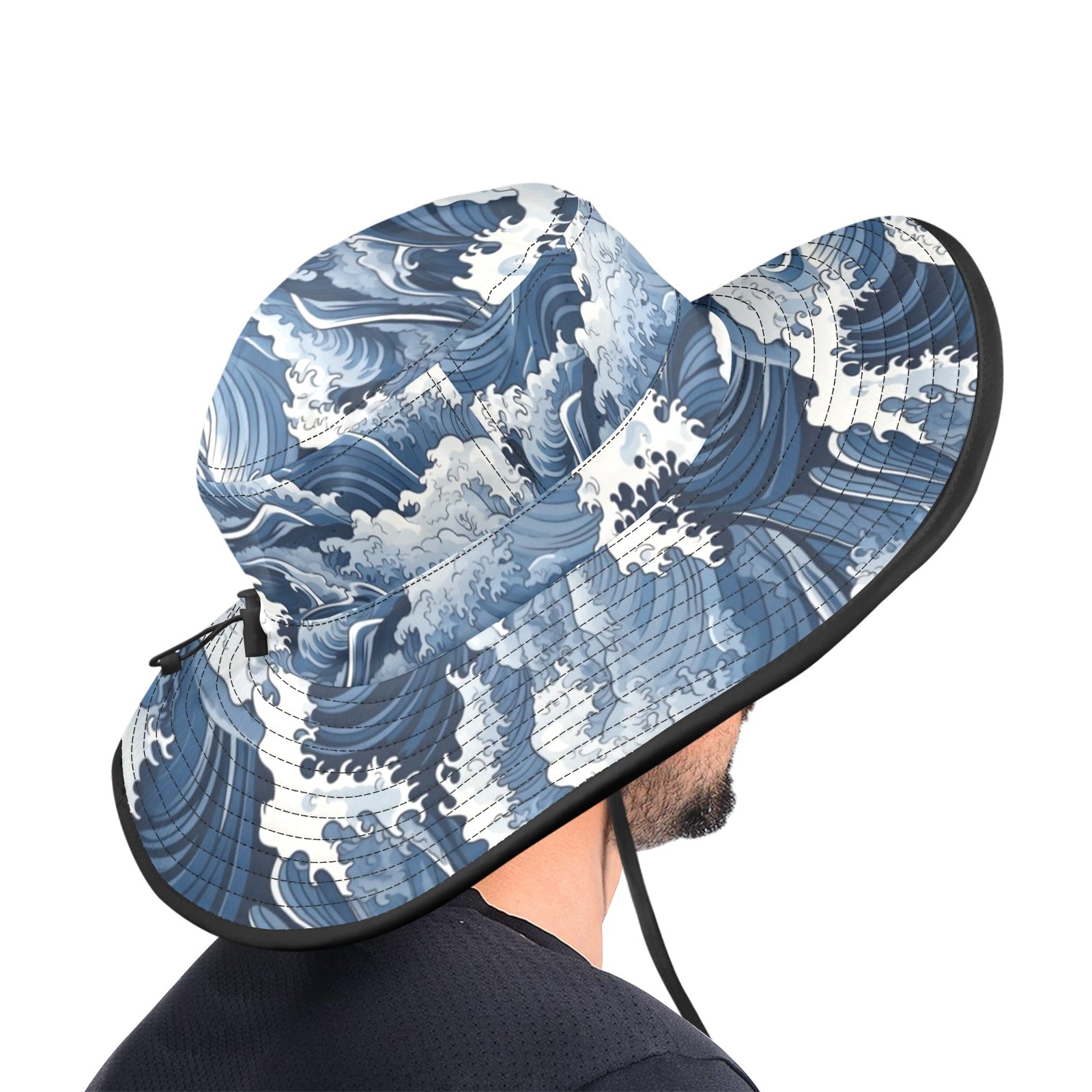 Japanese Waves Wide Brim Bucket Hat Wide Brim Bucket Hat Ocean Printed Offshore