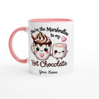 Personalised - You're The Marshmallow To My Hot Chocolate, Valentine - White 11oz Ceramic Mug with Colour Inside Ceramic Pink Personalised 11oz Mug