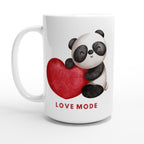 Panda, Love Mode - White 15oz Ceramic Mug 15oz Mug animal Globally Fulfilled Love