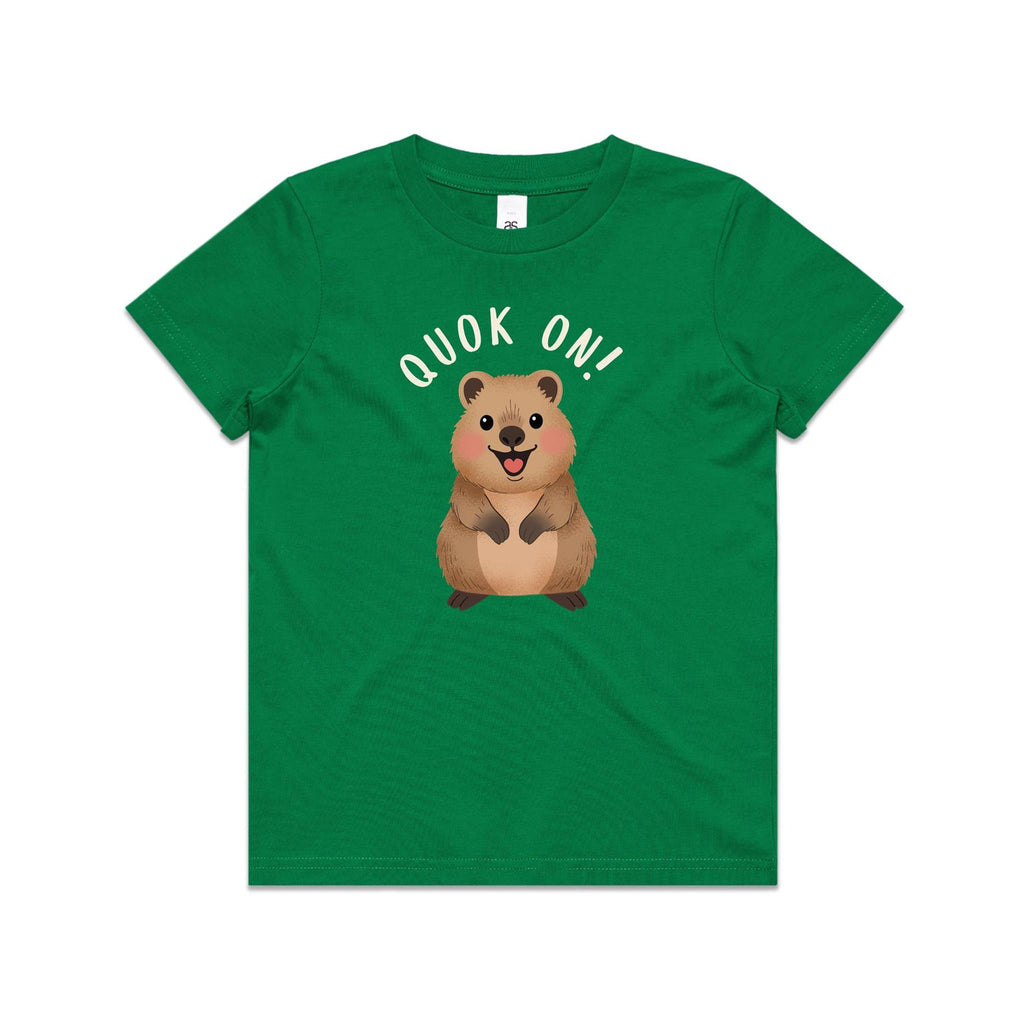 Quokka, Quok On Kid's AS Colour T-shirt Kelly Green Kids T-shirt animal Printed In Australia