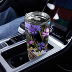 Butterfly Flowers - 20oz Mobile Tumbler with Lid (Black Lock) 20oz Travel Mug Printed Offshore