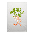 Here For The Food - AS Colour Tea Towel White One Size Tea Towel Food Printed In Australia