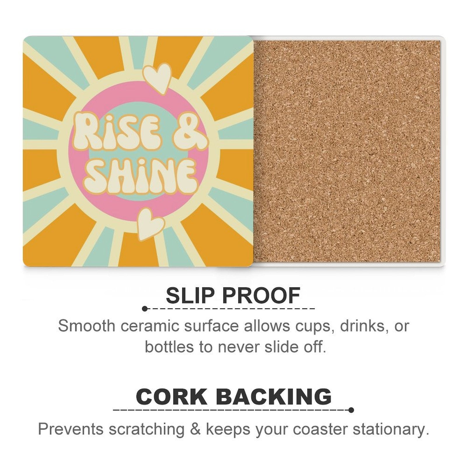 Rise And Shine - Ceramic Coasters (Square) Ceramic Coasters Printed Offshore