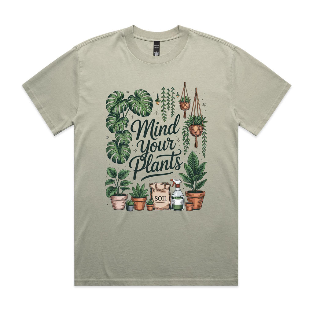 Mind Your Plants AS Colour Heavy Faded Tee Unisex Faded eucalyptus Heavy Faded T-shirt Plants Printed In Australia