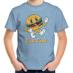 Fast Food, Hamburger - Kids Youth T-Shirt Carolina Blue Kids Youth T-shirt Food Printed In Australia Retro