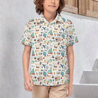 Travel And Explore Kids Youth Short Sleeve Button Up Shirt