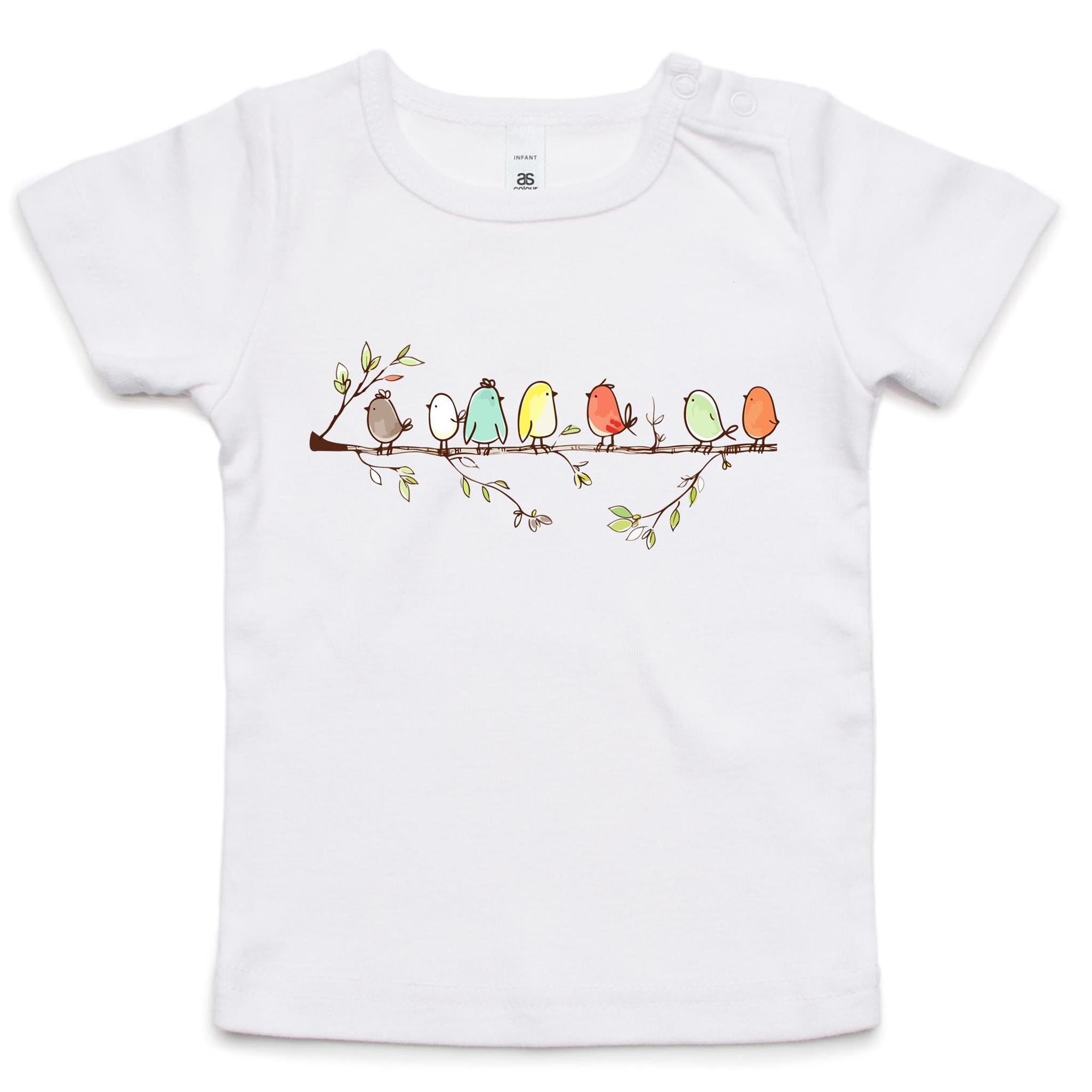 Birds On A Branch - Baby T-shirt White Baby T-shirt animal Printed In Australia