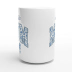 Personalise - Mum, Blue Floral - White 15oz Ceramic Mug Personalised 15oz Mug animal customise Globally Fulfilled Mum Name personalise