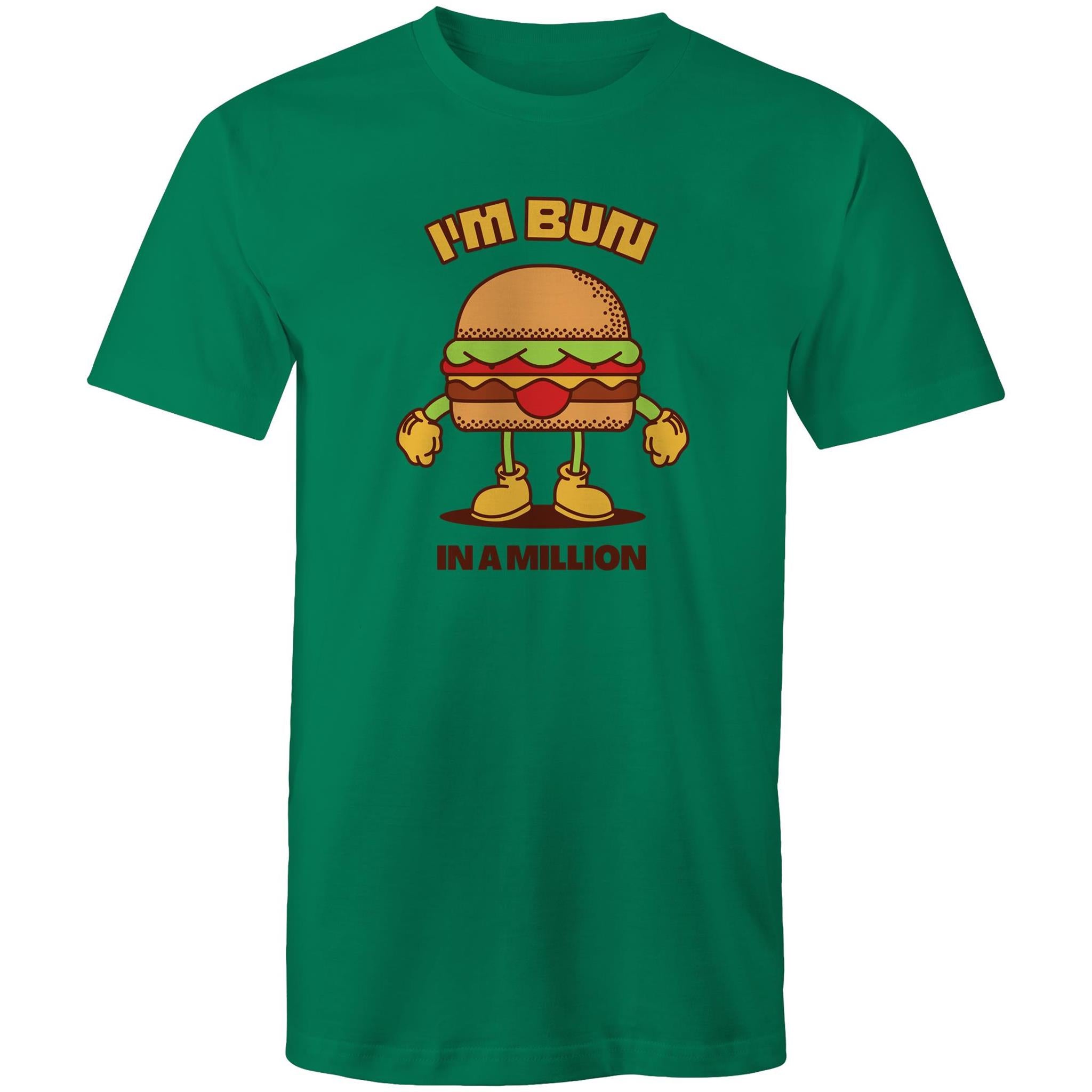 I'm Bun In A Million, Hamburger - Mens T-Shirt Kelly Green Mens T-shirt Food Printed In Australia
