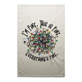 Tangled Christmas Lights, I'm Fine, This Is Fine, Everything's Fine - AS Colour Tea Towel Cream One Size Christmas Tea Towel Christmas Printed In Australia
