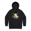 Cat Bass Player Women's AS Colour Hoodie Black Womens Hoodie animal Music Printed In Australia