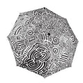 Black And White - Semi-Automatic Foldable Umbrella (Model U12) One Size Semi-Automatic Foldable Umbrella (U12)