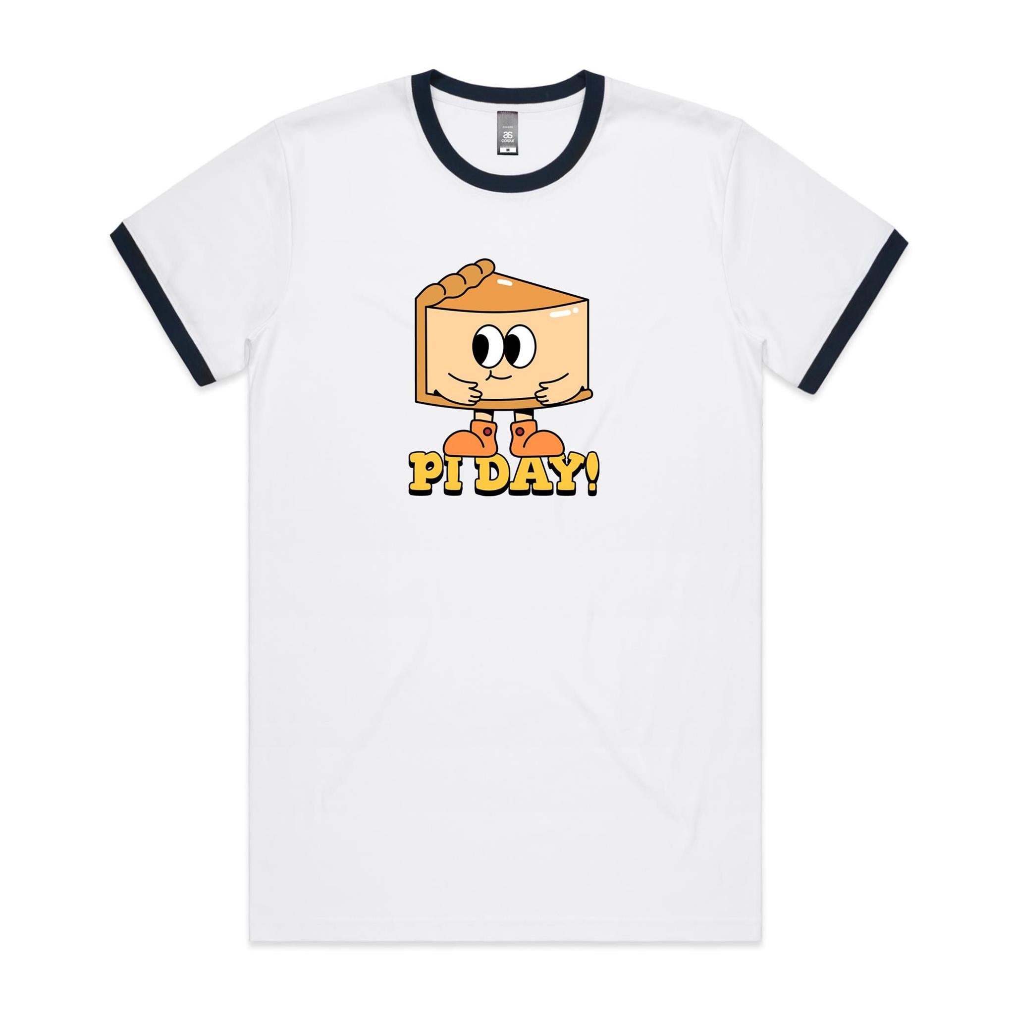 Pi Day - Staple Ringer Tee White Navy Ringer T-Shirt Maths Printed In Australia Science