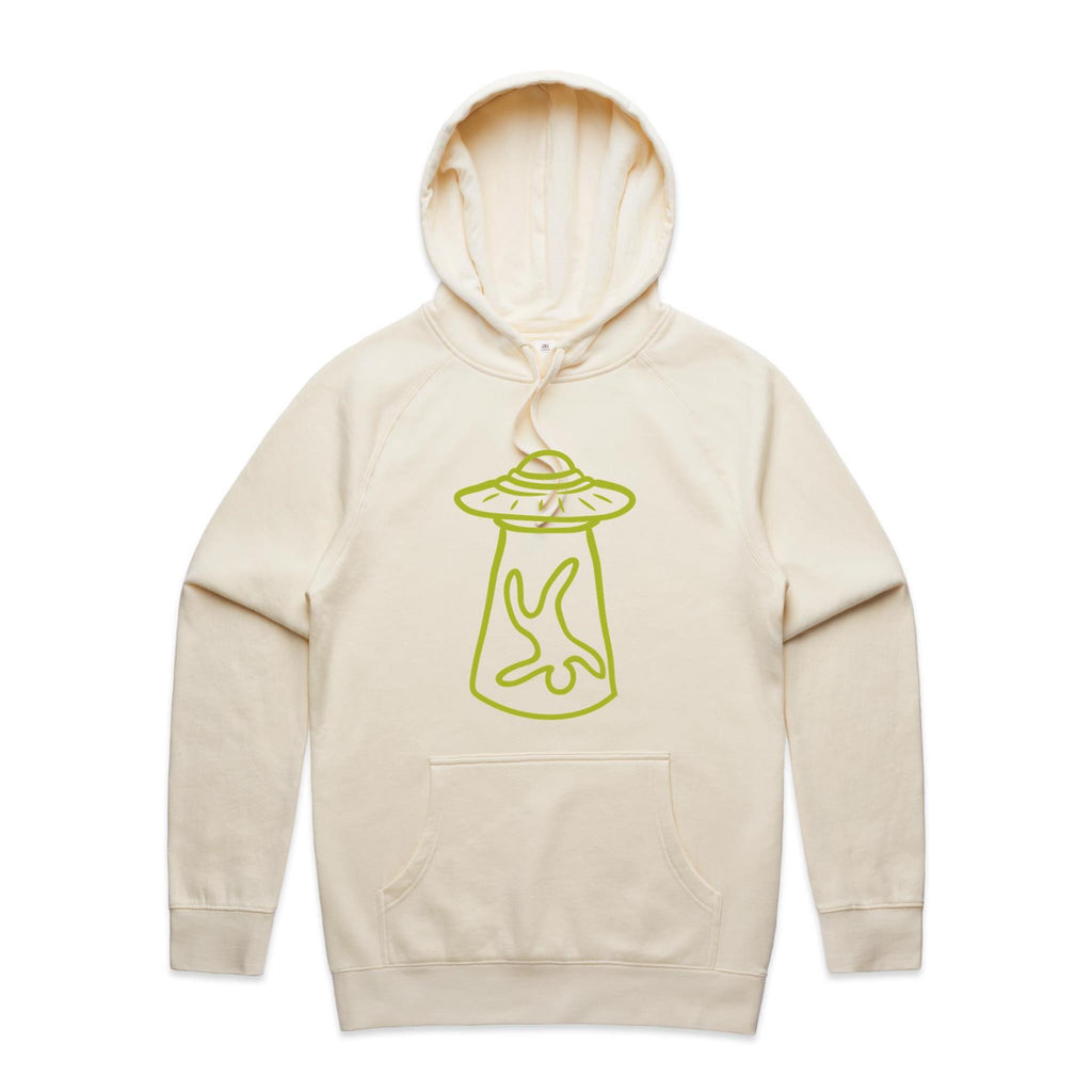 Alien Abduction, UFO - Mens Hoodie Ecru Mens Hoodie Printed In Australia Sci Fi