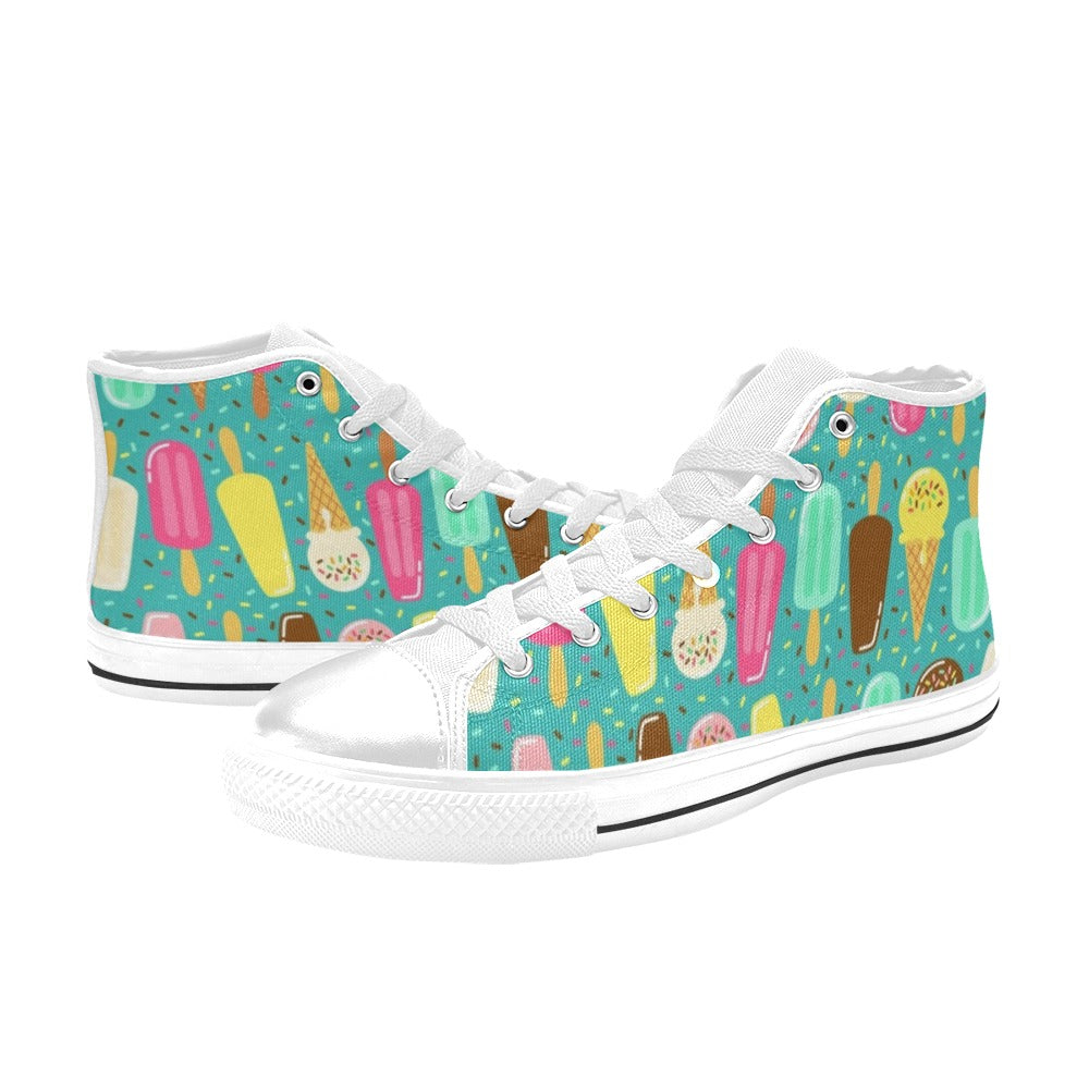 Ice Cream - Kids High Top Canvas Shoes