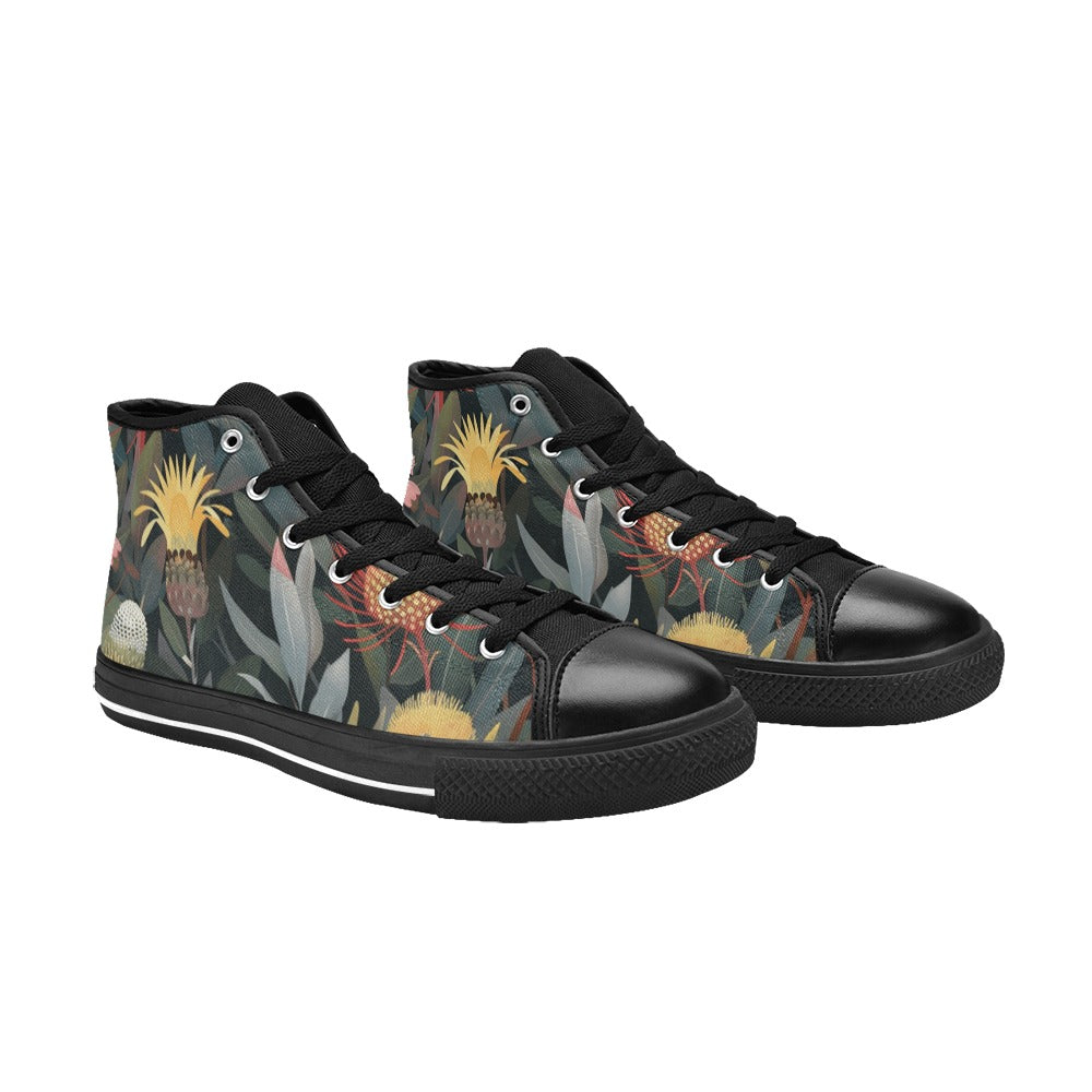 Australian Native Flowers - Men's High Top Canvas Shoes