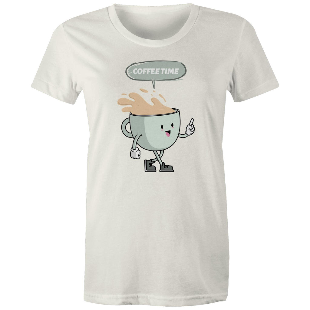 Coffee Time - Womens T-shirt Natural Womens T-shirt Coffee Printed In Australia